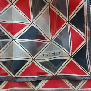 Echo Triangular Red and Black Patterned Scarf